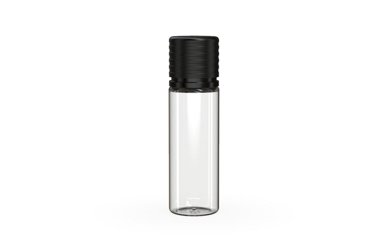 Chubby Gorilla Spiral CR 16.5ML unicorn bottle, clear natural bottle with opaque black child-resistant cap
