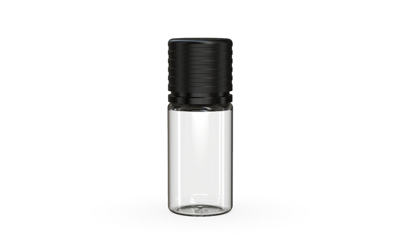 Chubby Gorilla Spiral CR 10ML unicorn bottle, clear natural bottle with opaque black child-resistant cap