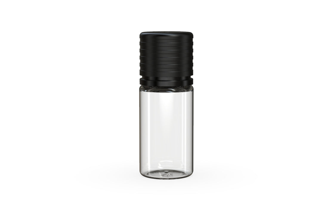 Chubby Gorilla Spiral CR 10ML unicorn bottle, clear natural bottle with opaque black child-resistant cap