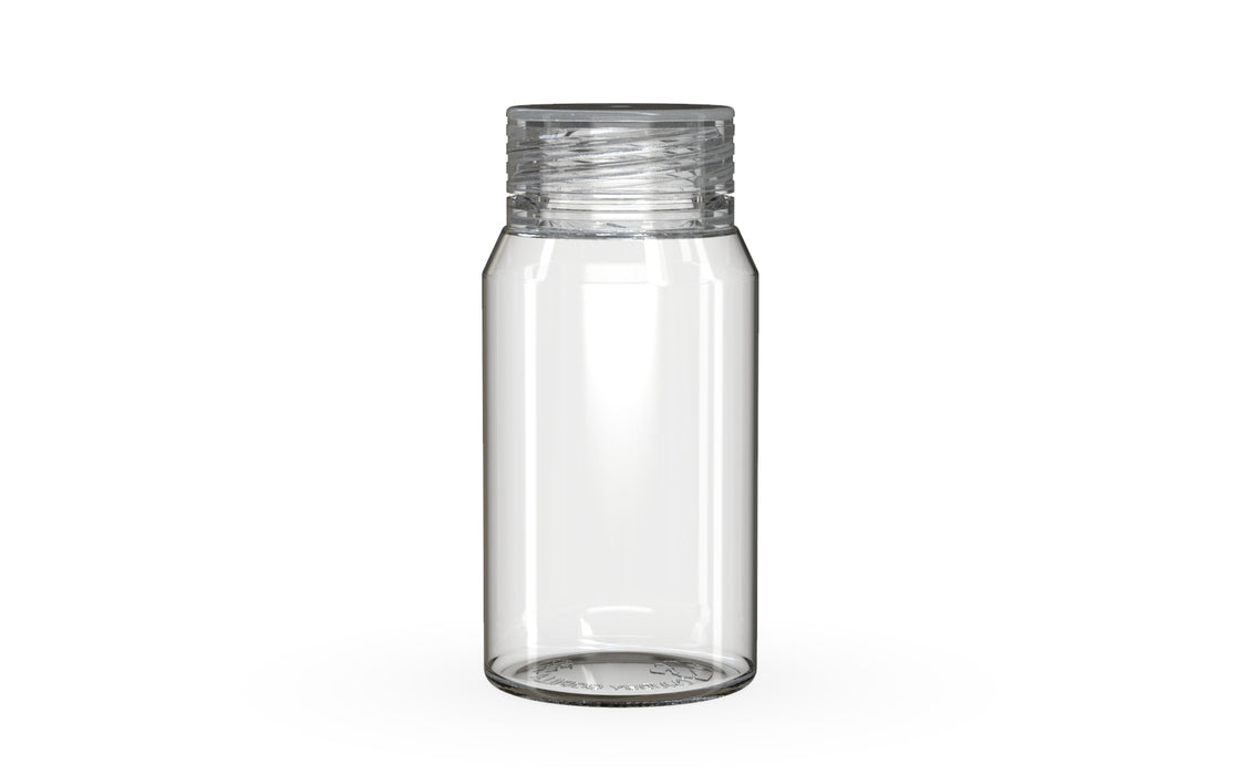 Chubby Gorilla Spiral Shot Bottle 60ml Mini, clear natural with clear natural cap, front view