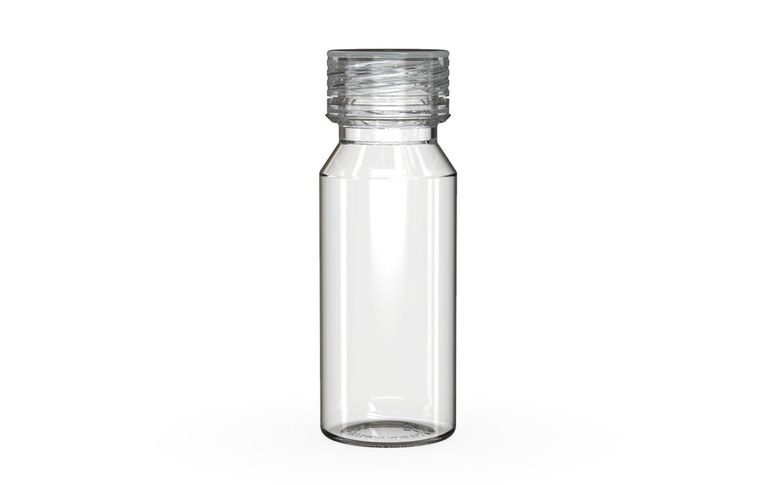 Chubby Gorilla Spiral Shot Bottle 60ml, clear natural with clear natural cap, front view
