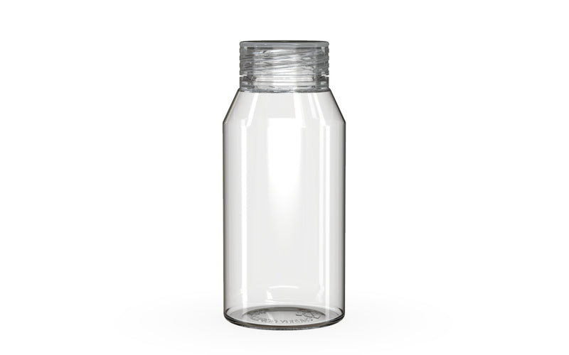Chubby Gorilla Spiral Shot Bottle 100ml Mini, clear natural with clear natural cap, front view