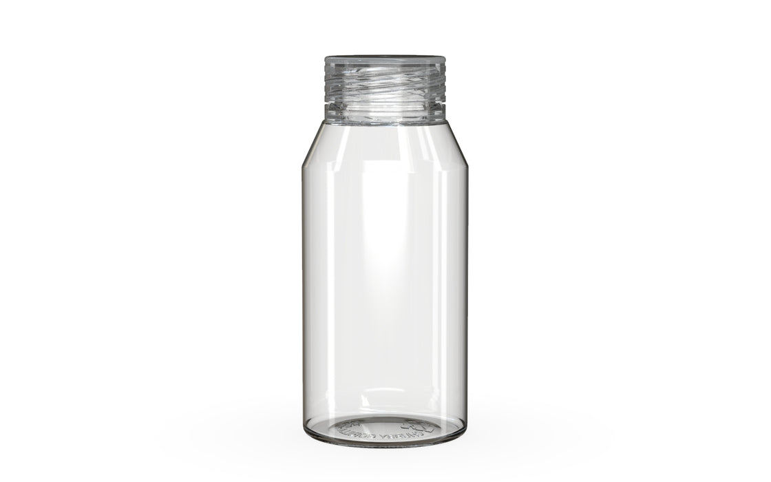 Chubby Gorilla Spiral Shot Bottle 100ml Mini, clear natural with clear natural cap, front view