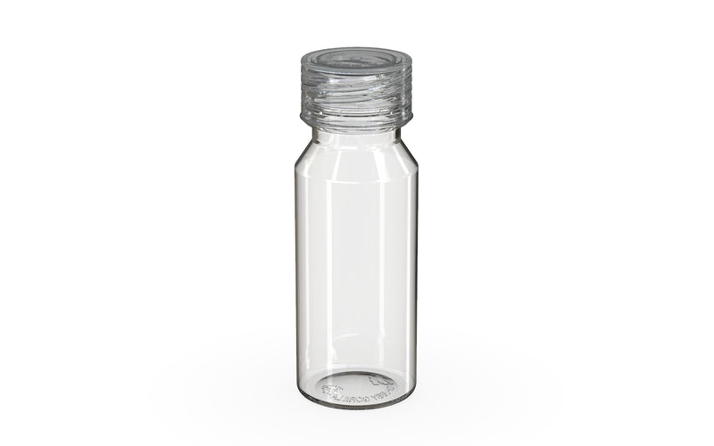 Chubby Gorilla Spiral Shot Bottle 60ml, clear natural with clear natural cap, side view