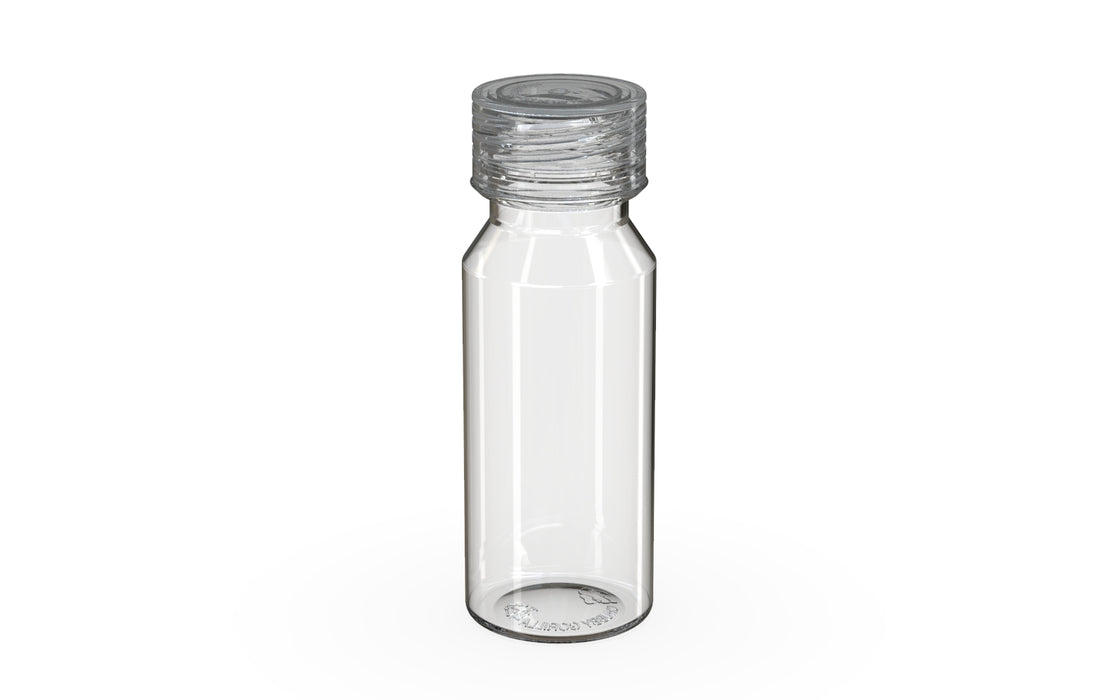 Chubby Gorilla Spiral Shot Bottle 60ml, clear natural with clear natural cap, side view