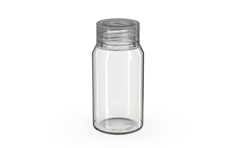 Chubby Gorilla Spiral Shot Bottle 60ml Mini, clear natural with clear natural cap, side view