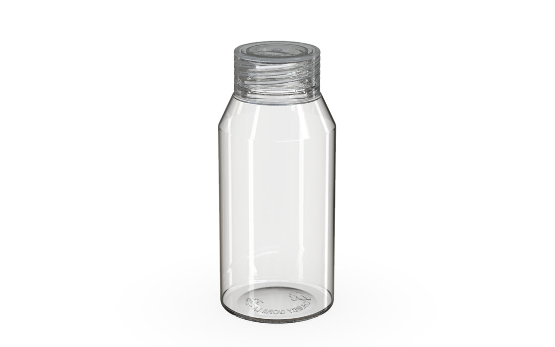 Chubby Gorilla Spiral Shot Bottle 100ml Mini, clear natural with clear natural cap, side view