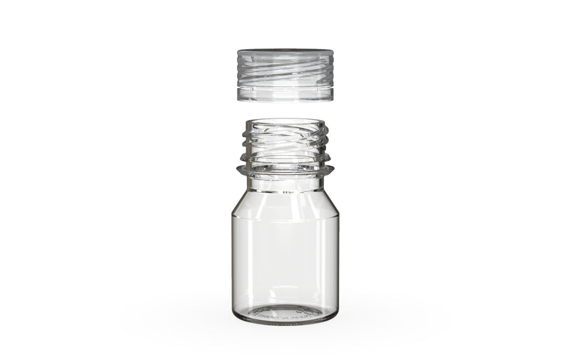 Chubby Gorilla Spiral Shot Bottle 30ml Stubby, clear natural with clear natural cap, cap detail