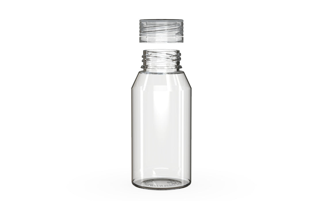Chubby Gorilla Spiral Shot Bottle 100ml Mini, clear natural with clear natural cap, cap detail