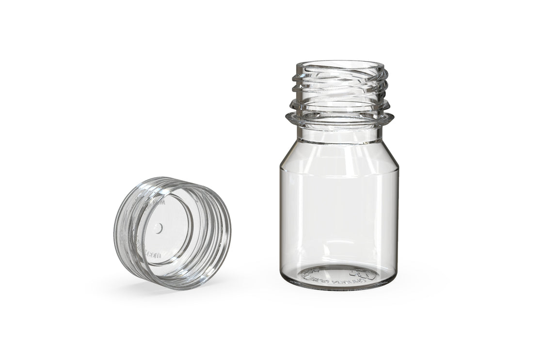 Chubby Gorilla Spiral Shot Bottle 30ml Stubby, clear natural with clear natural cap, multiple units