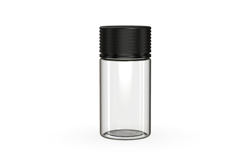 Chubby Gorilla Spiral 60ml Mini bottle, clear natural with opaque black cap, front view