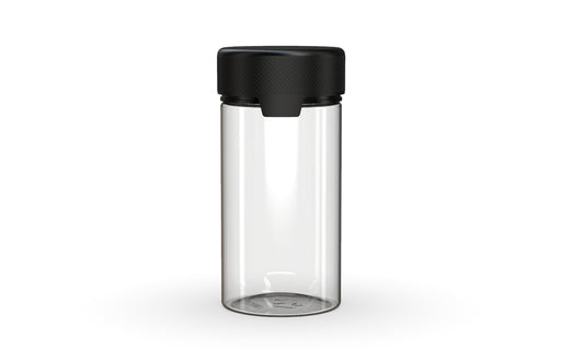 Chubby Gorilla Aviator Container 180ml, clear natural with opaque black lid, front view