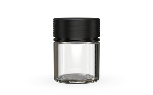 Chubby Gorilla Spiral Thick Wall Container 60ml, clear natural with opaque black lid, front view