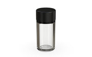 Chubby Gorilla Spiral Thick Wall Container 30ml, clear natural with opaque black lid, side view