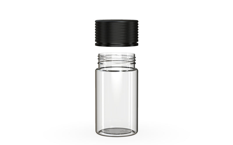 Chubby Gorilla Spiral 60ml Mini bottle, clear natural with opaque black cap, cap detail