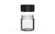Chubby Gorilla Spiral Thick Wall Container 60ml, clear natural with opaque black lid, lid detail