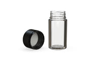 Chubby Gorilla Spiral Thick Wall Container 30ml, clear natural with opaque black lid, multiple units