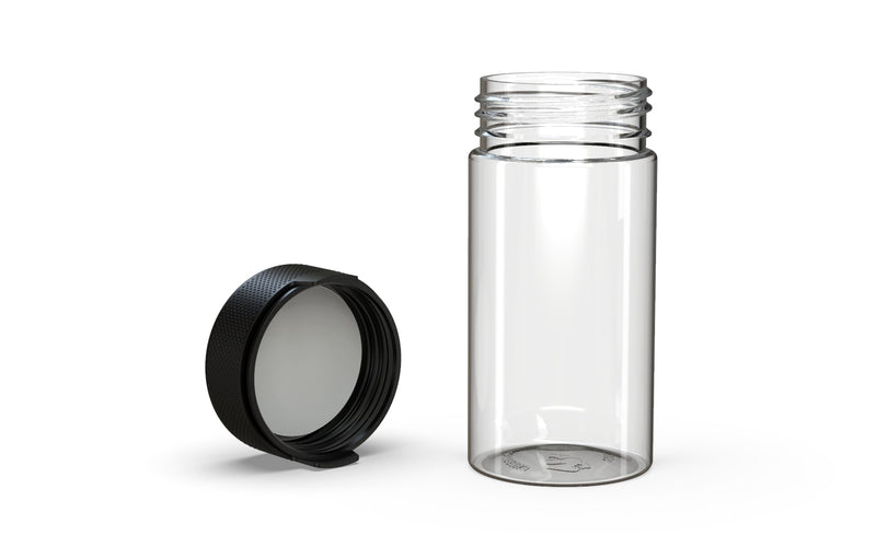 Chubby Gorilla Aviator Container 180ml, clear natural with opaque black lid, multiple units
