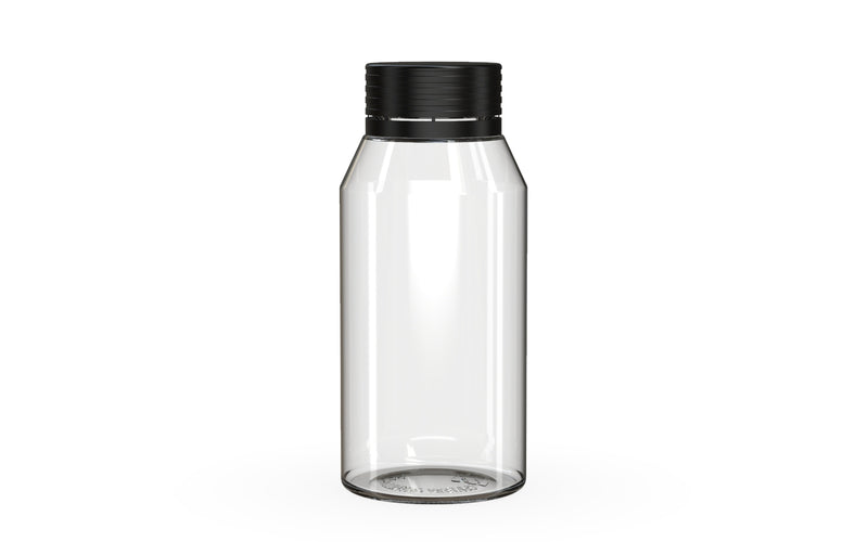 Chubby Gorilla Spiral Shot Bottle 100ml Mini, clear natural with opaque black cap, front view