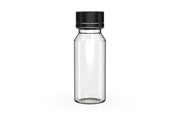 Chubby Gorilla Spiral Shot Bottle 60ml, clear natural with opaque black cap, front view
