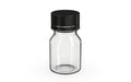 Chubby Gorilla Spiral Shot Bottle 30ml Stubby, clear natural with opaque black cap, side view