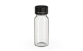 Chubby Gorilla Spiral Shot Bottle 60ml, clear natural with opaque black cap, side view