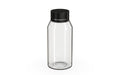 Chubby Gorilla Spiral Shot Bottle 100ml Mini, clear natural with opaque black cap, side view