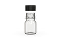 Chubby Gorilla Spiral Shot Bottle 30ml Stubby, clear natural with opaque black cap, cap detail