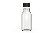 Chubby Gorilla Spiral Shot Bottle 100ml Mini, clear natural with opaque black cap, cap detail