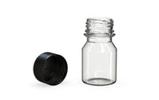 Chubby Gorilla Spiral Shot Bottle 30ml Stubby, clear natural with opaque black cap, multiple units