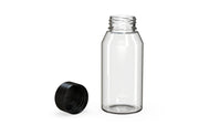Chubby Gorilla Spiral Shot Bottle 100ml Mini, clear natural with opaque black cap, multiple units