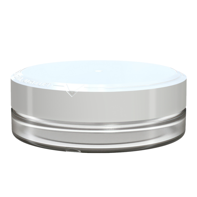 Chubby Gorilla X3 Pouch Container 50g, clear natural with opaque white lid, side view
