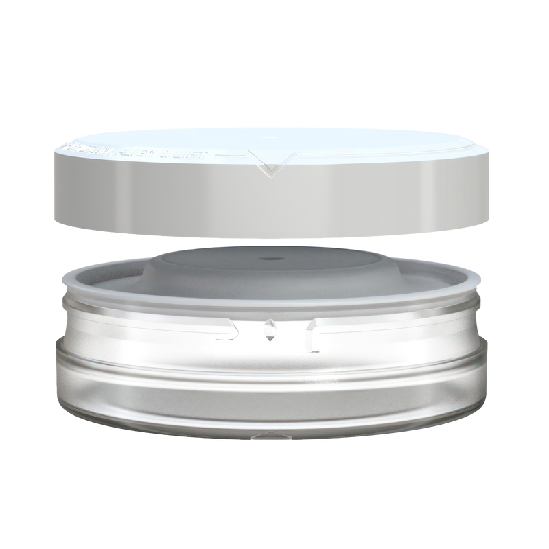 Chubby Gorilla X3 Pouch Container 50g, clear natural with opaque white lid, closure detail