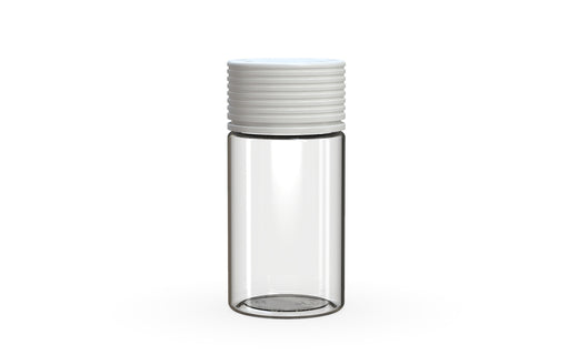 Chubby Gorilla Spiral 60ml Mini bottle, clear natural with opaque white cap, front view