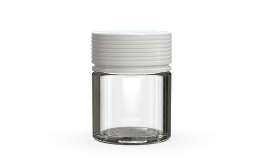 Chubby Gorilla Spiral Thick Wall Container 60ml, clear natural with opaque white lid, front view