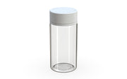 Chubby Gorilla Spiral Wide Mouth Container 300ml, clear natural with opaque white lid, side view
