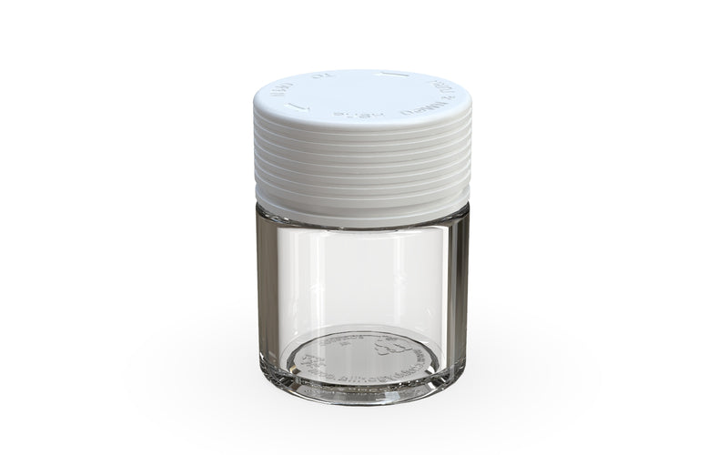 Chubby Gorilla Spiral Thick Wall Container 60ml, clear natural with opaque white lid, side view
