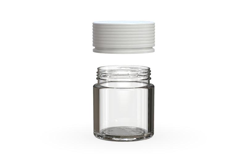 Chubby Gorilla Spiral Thick Wall Container 60ml, clear natural with opaque white lid, lid detail