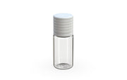 Chubby Gorilla Spiral CR 10ML unicorn bottle, clear natural bottle with opaque white child-resistant cap, side view