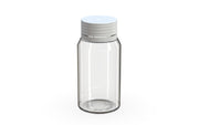 Spiral CR Shot Bottle 60ml Mini Clear Natural with Opaque White Cap, side view