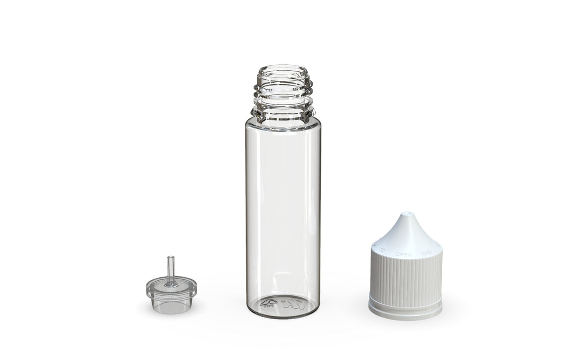 Chubby Gorilla Unicorn 50ml bottle, clear natural with opaque white cap, multiple units