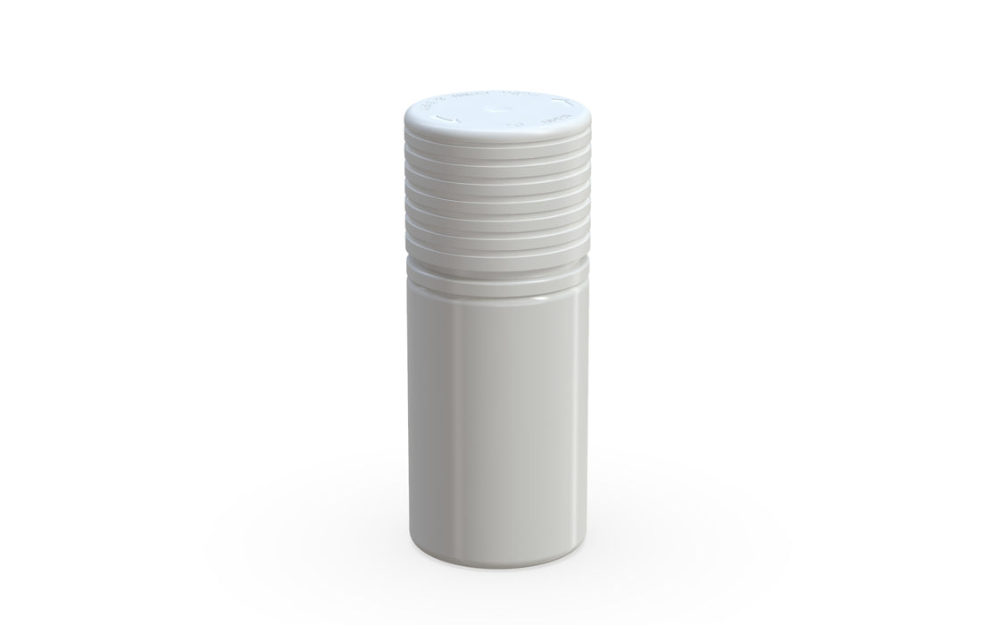 Chubby Gorilla Spiral CR 30ml Stubby bottle, opaque white with opaque white cap, side view