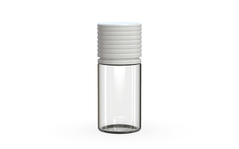 Chubby Gorilla Spiral CR 30ml Stubby bottle, clear natural with opaque white cap, front view