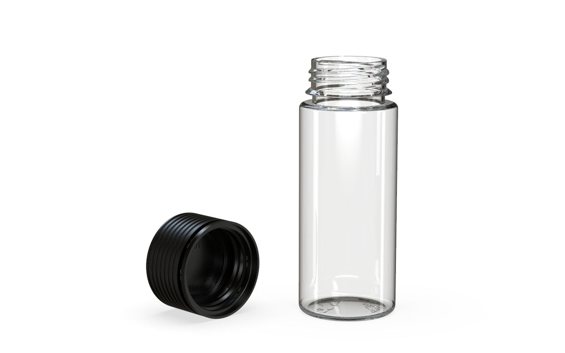 Chubby Gorilla Spiral CR 120ML unicorn bottle, clear natural bottle with opaque black child-resistant cap, multiple units