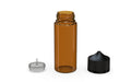 Chubby Gorilla Unicorn 120ml bottle, translucent amber with opaque black cap, multiple units