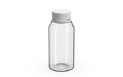 Spiral CR Shot Bottle 100ml Mini Clear Natural with Opaque White Cap, side view