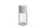 Chubby Gorilla Spiral CR 30ml Stubby bottle, clear natural with opaque white cap, side view