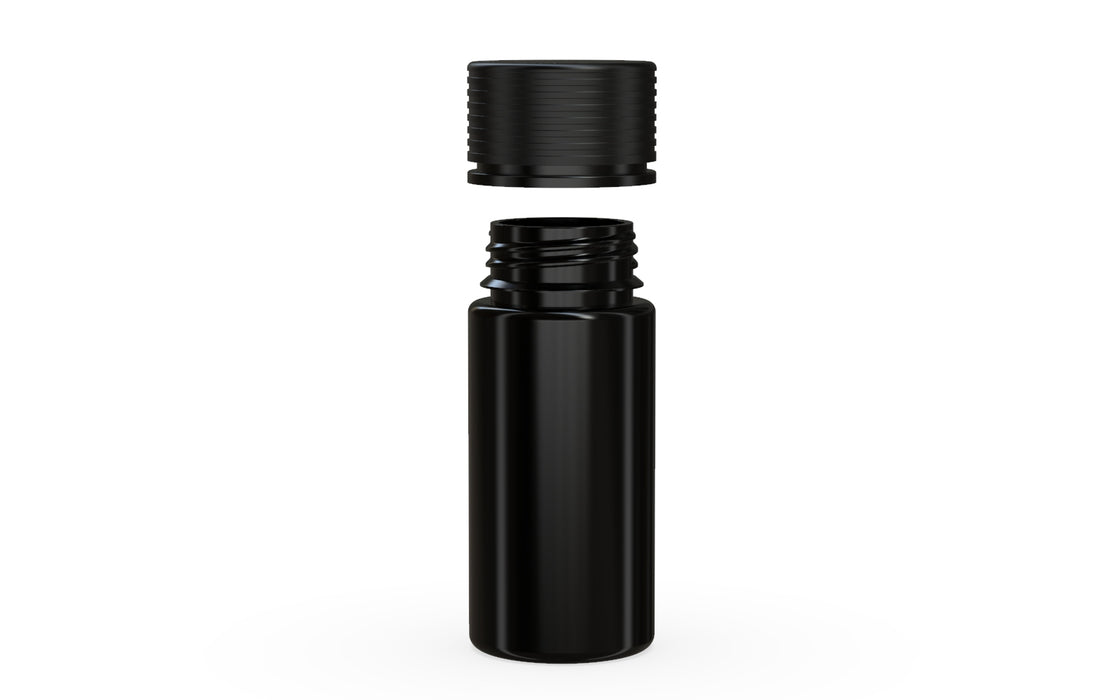 Chubby Gorilla Spiral CR 100ML unicorn bottle, opaque black bottle with opaque black child-resistant cap, cap detail