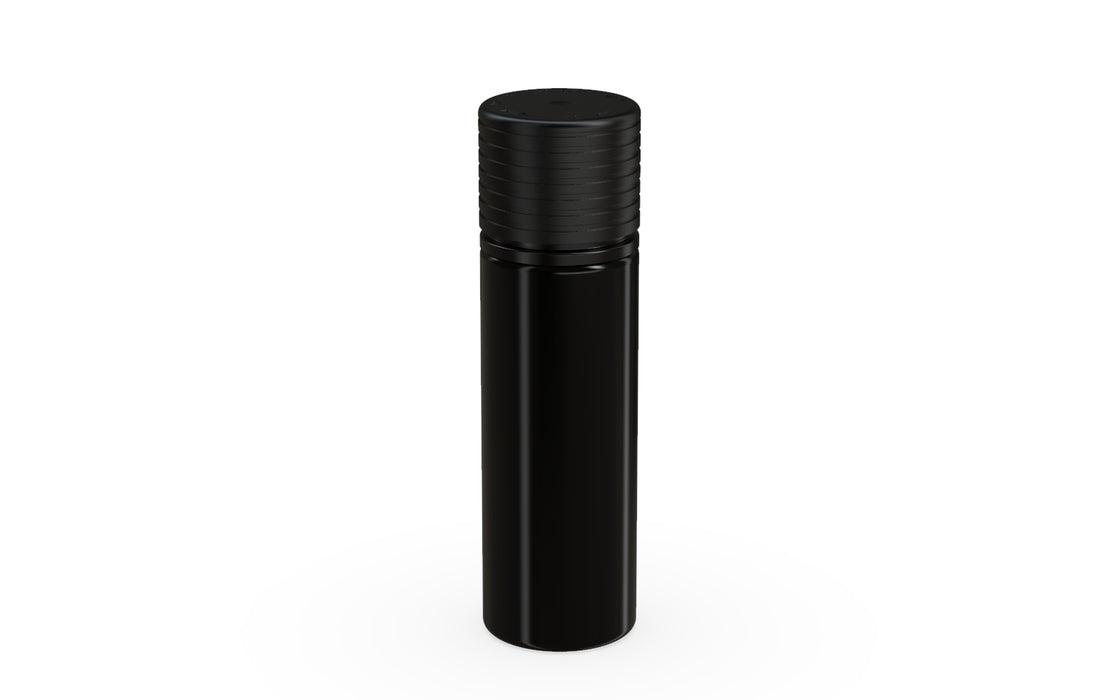 Chubby Gorilla Spiral CR 50ml bottle, opaque black with opaque black cap, side view