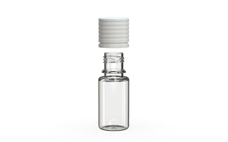 Chubby Gorilla Spiral CR 10ML unicorn bottle, clear natural bottle with opaque white child-resistant cap, cap detail